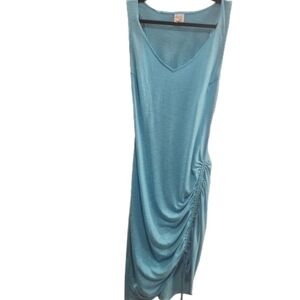 BECCA Teal Sleeveless Ruched Maxi Dress – Size SP